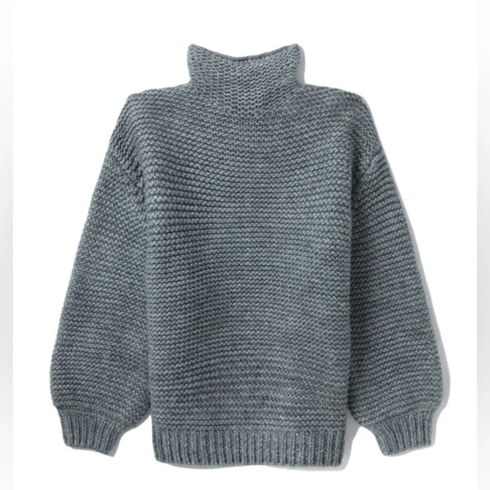 Proenza Schouler CHUNKY‎ KNIT SWEATER size S Gray Wool Blend